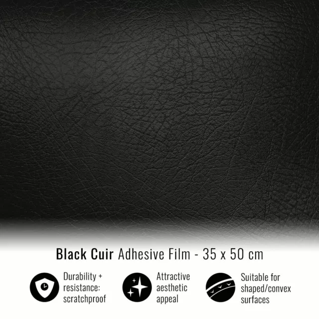 Film Adhésif pour Car Wrapping Skin Cuir Black 35 X 50 CM