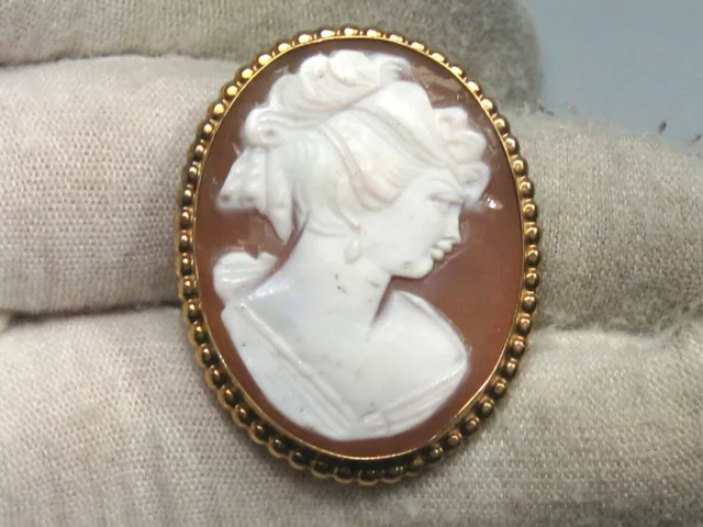 Antique Victorien Coque Cameo Broche / Pendentif 6.2g, 33x26mm. #52