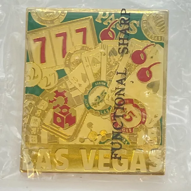 Vintage Las Vegas Lapel Pin Casino Cherries 777 Aces Dice Retro Souvenir NEW
