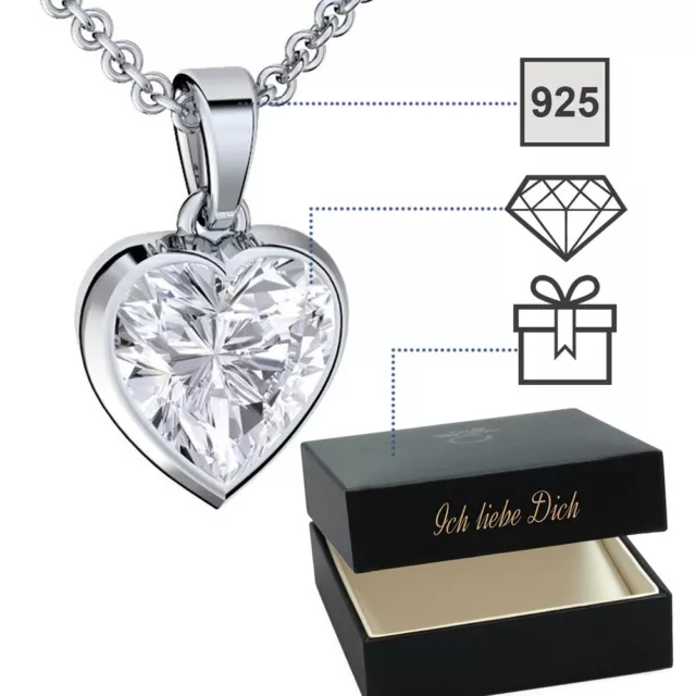 Herzkette Silber 925 ❤️ Halskette Damen-Kette Weihnachten Geschenk für Frauen