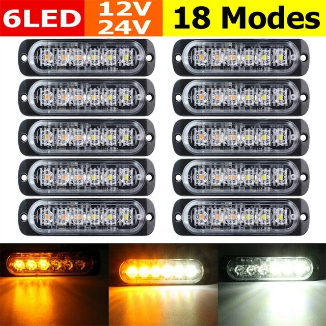 Lot De 8 Feux Stroboscopiques LED PKINGLAKE – Ultra Mince, Vert/Ambre – Synchronisés