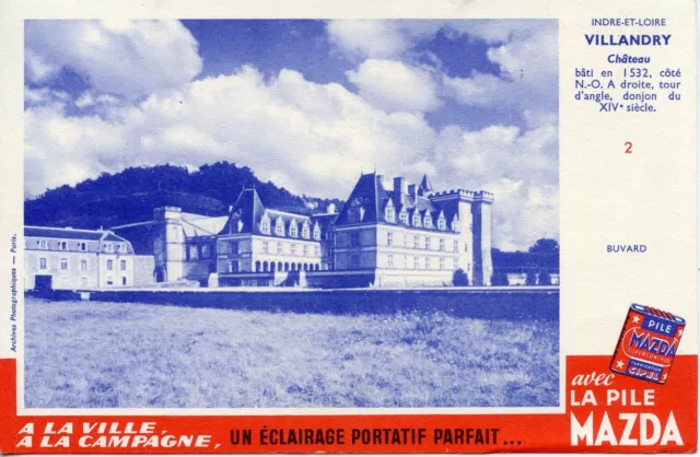 Buvard Publicitaire / Piles Madza / Chateau De Villandry
