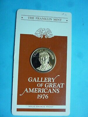 Franklin Mint Gallery of Great Americans 1976 Charles Lindberg Silver Medal
