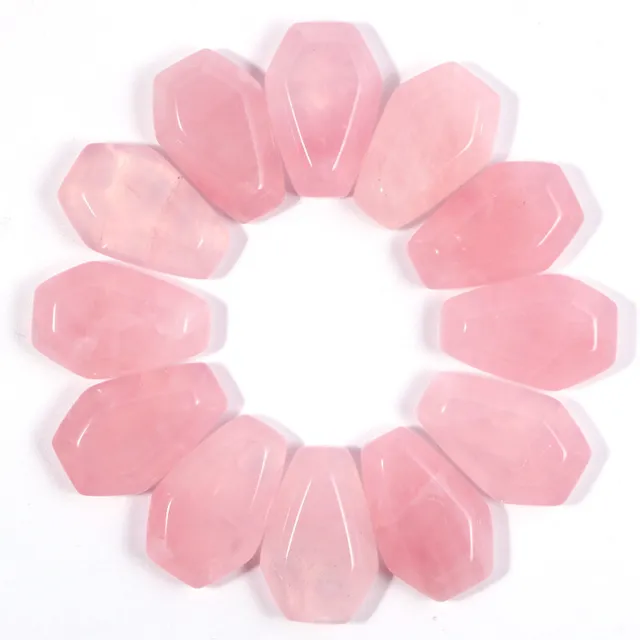 20pc Natural Hand Carved Healing Crystal Rose Quartz Crystal Coffin Stone Crafts