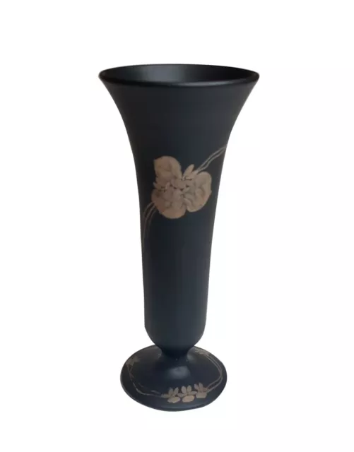 c.1920's Art Deco Black Satin TIFFIN Orchid Vase