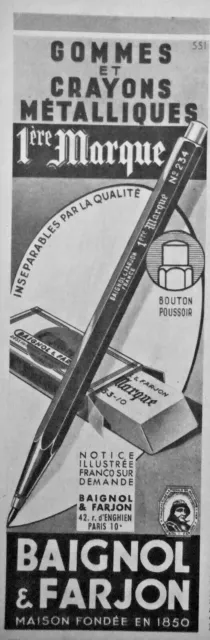 1950 Press Advertisement Metal Rubber & Pencils Bathol & Farjon