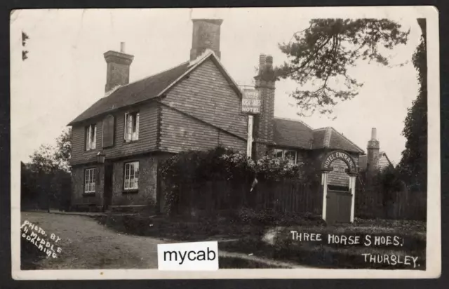 Postcard Thursley nr Godalming Surrey pub Three Horse Shoes early RP by Muddle