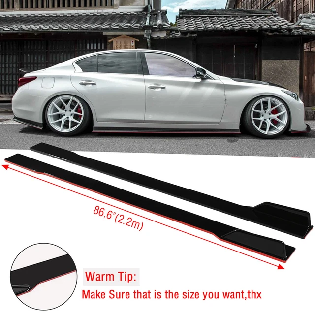 For Infiniti G37 G35 Coupe Sedan 78.7" Red Line Side Skirts Extension Panels Lip