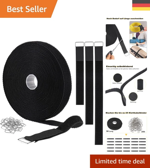 40 Klett-Kabelbinder, 20 Cm X 20 Mm – Wiederverwendbar, Mit Metallöse – Perfekt Zum Kabelbündeln & Organisieren