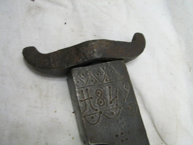 Antique Hand Forged Conestoga Wagon Jack Shaft 1849 Signed Covered Wagon Tool 2
