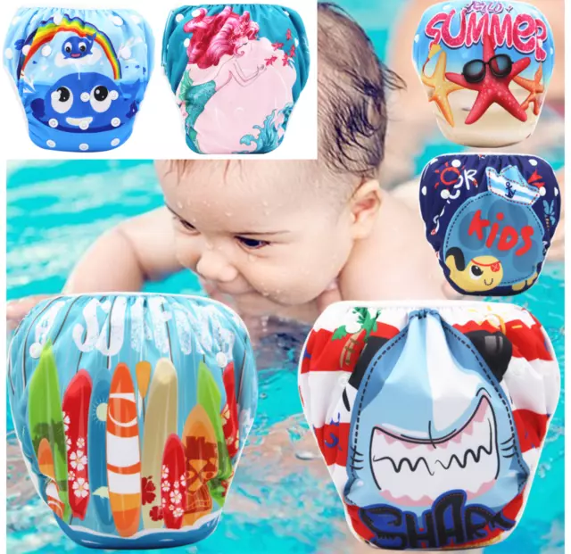 Baby Toddler Reusable Swim Nappy Diaper Adjustable Washable  0-2 Years Swimming