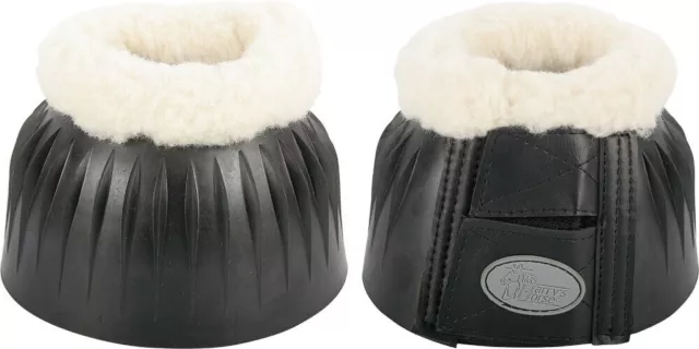 Harrys Horse Rubber Over reach bell boots with fleece - Black Harry's Horse