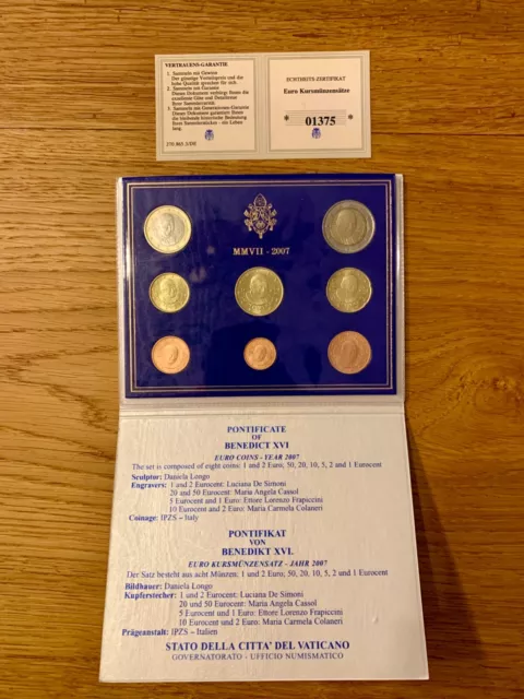 Vatikan Euro KMS Kursmünzensatz ST 2007 im Originalblister 2