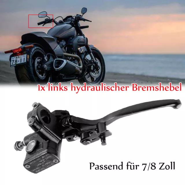 Links Lenker Hydraulisch Schwarz 7/8" 22mm Bremshebel Motorrad Roller Universal