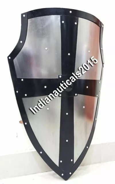 Medieval Hand forged Gothic layered steel cross battle armor Shield 24" /.