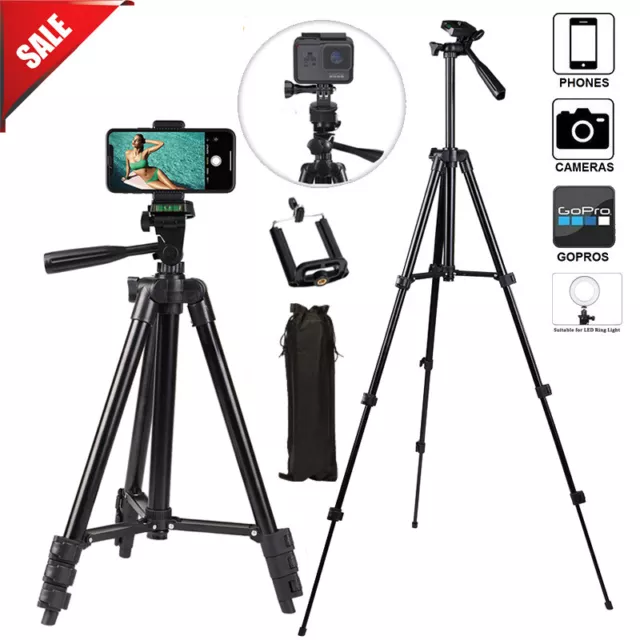 Universal Camera Tripod Stand Holder Mount for iPhone Samsung Cell Phone w/ Bag