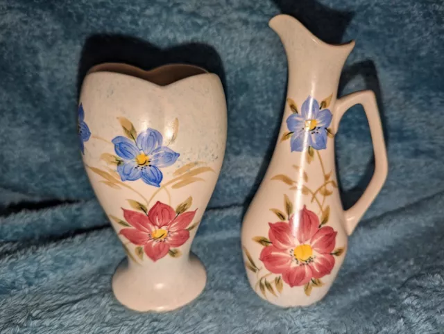 2 pieces of E Radford hand painted (CV) floral ceramics - VGC