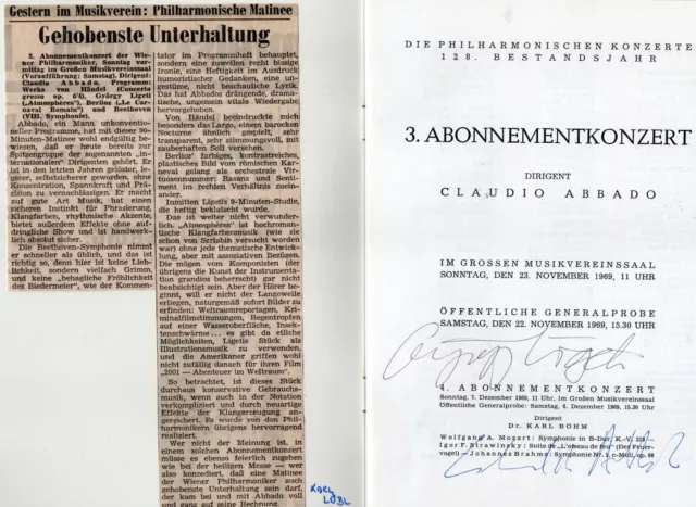 Komponist György Ligeti und Dirigent C. Abbado, Autogramme, signiert in Programm