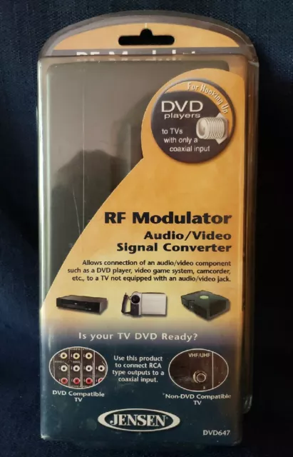 JENSEN DVD647 RF Modulator Audio/Video Signal Converter NIP