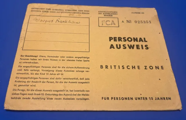 Personalausweis- Britische Zone - Arnsberg Westf.