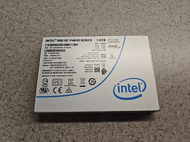 INTEL DC P4610 1.6TB PCIe NVMe U.2 2.5'' Enterprise SSD SSDPE2KE016T8