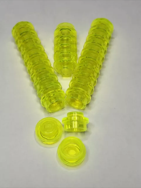 Lego Stud Trans Fluorescent Yellow Round Plate 1x1 Bricks Lot Bundle 4073