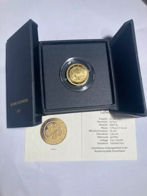 50 Euro Goldmünze Deutschland 2017 Lutherrose "G"