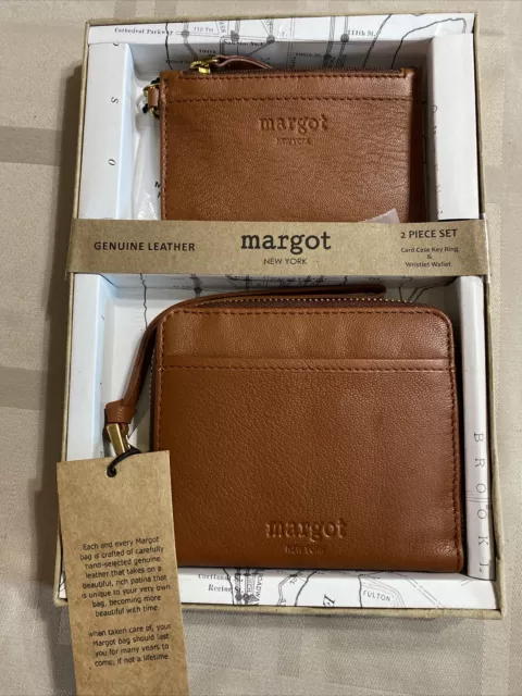 Margot New York Leather Cyrus Wristlet & Kate Card-Case Style# MG3004-CR~ UNIQUE