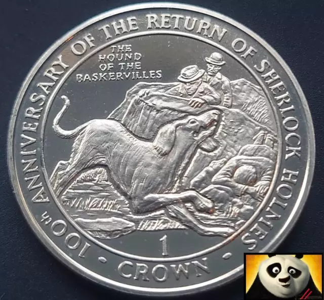 1994 GIBRALTAR 1 One Crown Sherlock Holmes The Hound of the Baskervilles Coin