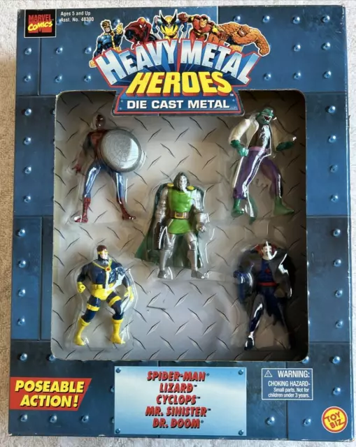 MARVEL HEAVY METAL HEROES Die Cast Metal (5 PACK) Toy Biz 1997 NIB