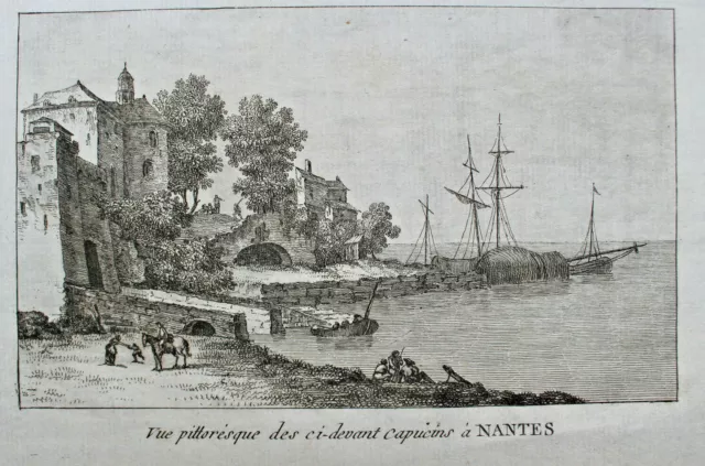 Nantes view of the Capuchin convent, 18th century engraving rare___ ___ ______
