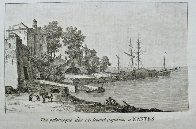 Nantes view of the Capuchin convent, 18th century engraving very rare