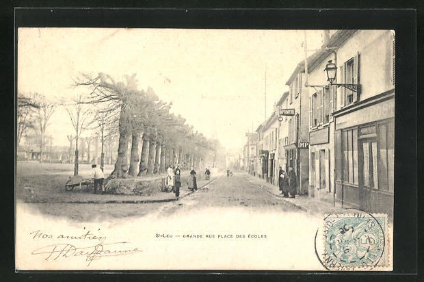 CPA St-Leu, Grande Rue Place des Ecoles 1905
