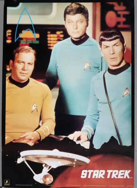 Star Trek Capt. Kirk, Mr. Spock, Dr. McCoy on TOS Enterprise Bridge Poster, 1987