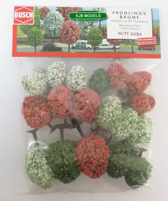 BUSCH 6584 N / TT GAUGE 18 ASSORTED FRUIT TREES WITH ROOTS / BASES 40mm - 70mm