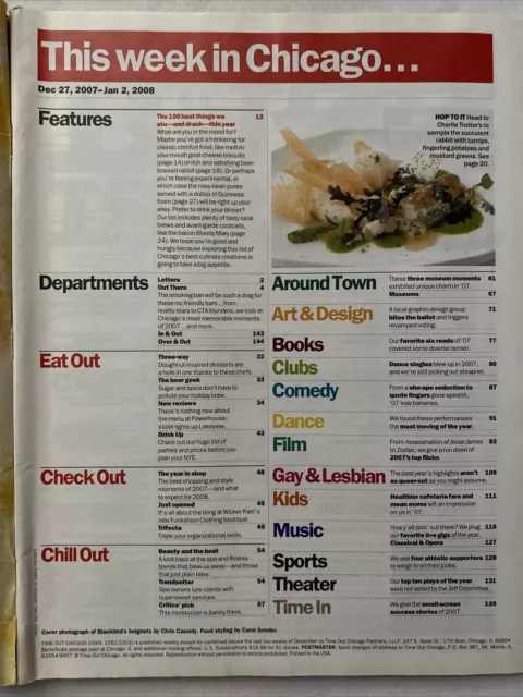 2007 Dec 27, 2008 Jan.2 Time Out Chicago Magazine 100 Best Things We Ate (CP229) 2