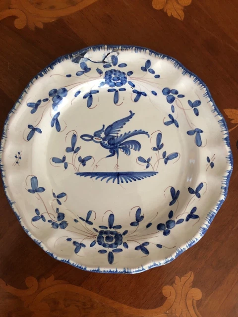 ASSIETTE FAÏENCE BLEUE & Blanche Delft Décor SCENE DE CHASSE Signée D