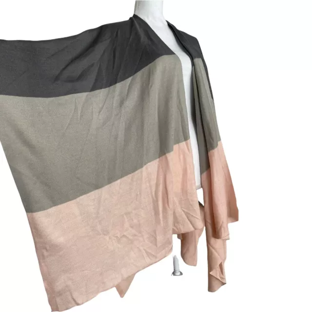 NWT Cejon Color Block Blush Pink Gray Open Poncho Ruana Wrap #964