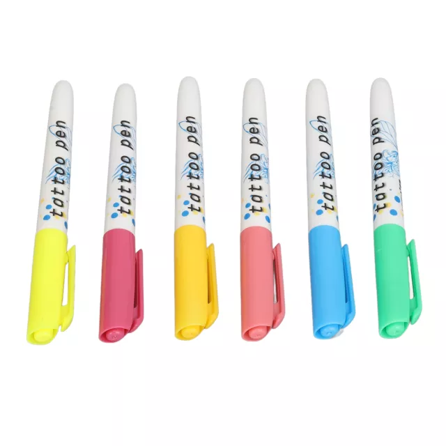 6 Pcs 0.5ml Skin Tattoo Marker Neon Green Orange Rose Red Sky Blue Yellow VIS