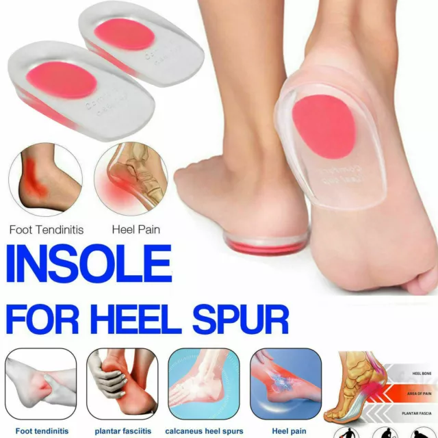 Fast Foot Pain Relief Plantar Fasciitis Gel Heel Support Cushion Insoles Pad Red