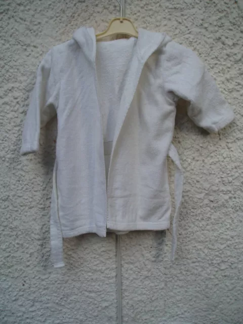 Mothercare Childs White Hooded Dressing Gown/Bathrobe.up To 12 Months.