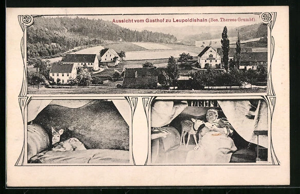 AK Leupoldishain, Aussicht vom Gasthof, Bes.: Therese Grumbt 1909