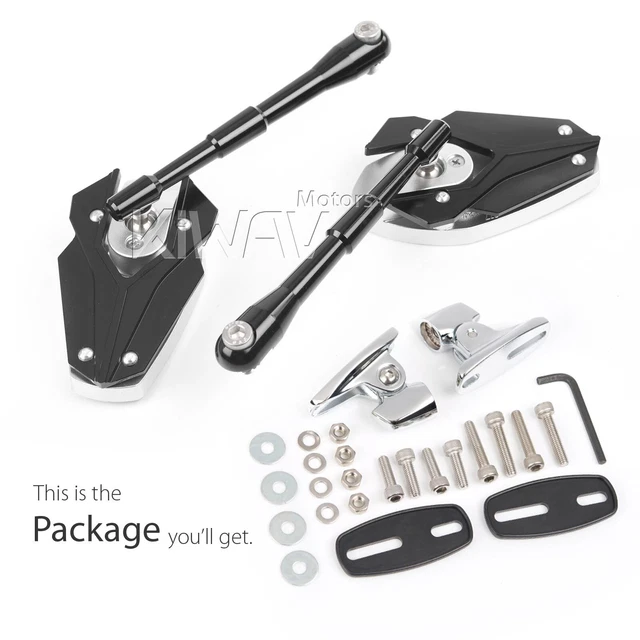 Rétroviseurs VIPER noir et argent base chromé moto pour Honda CBF CBR VFR VTR