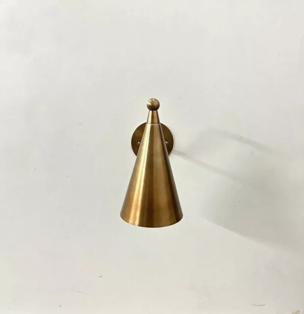 Handcrafted Modern Style Mid Century Raw Brass Wall Lamp