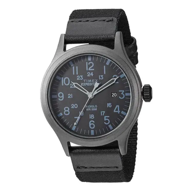 Timex TW4B14200, Men's "Expedition" Black Fabric Watch, Scout, Indiglo, Date