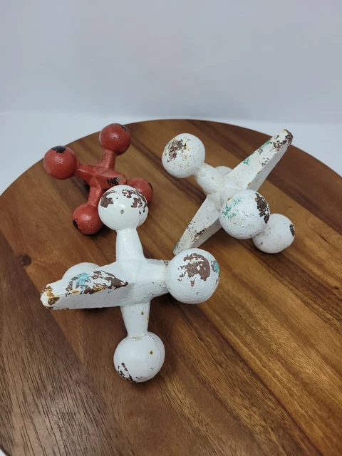 MCM Jax Jack Bookends, Red and White Wrought Iron, Door Stops