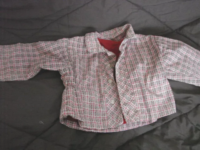 Vintage 50s Childs Boys Cotton Jacket Flannel Lined Plaid Buttons 3-4