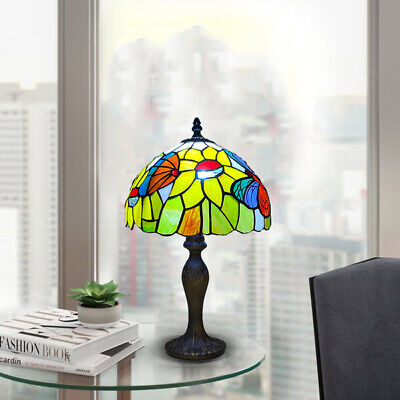 Tiffany nuova lampada da tavolo stile farfalla 10 pollici vetro colorato multicolore fatta a mano