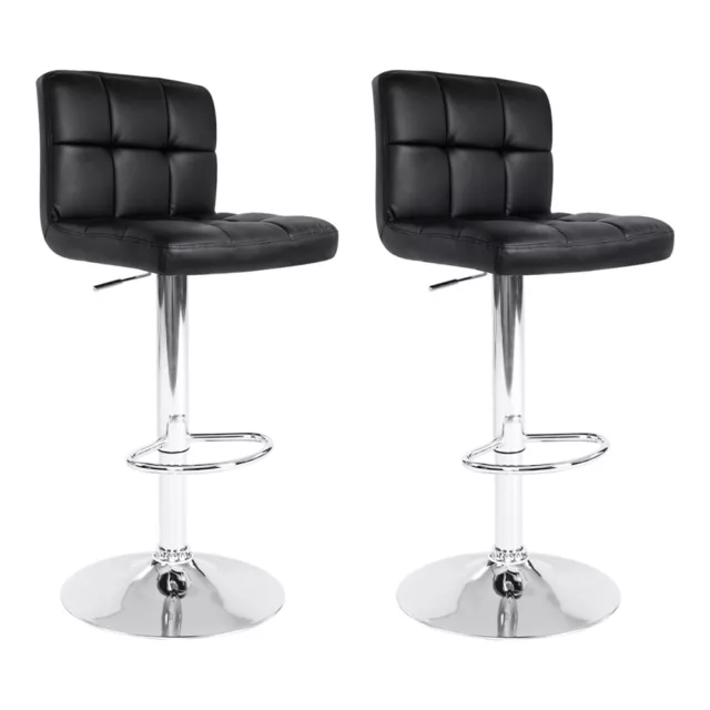 Artiss 2x Leather Bar Stools NOEL Kitchen Chairs Swivel Bar Stool Gas Lift Black