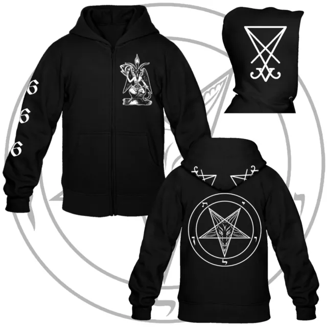 Heil Luzifer - Hooded Zipper/Kapuzenjacke II,Pentagram, Baphomet,Venom,666,Satan